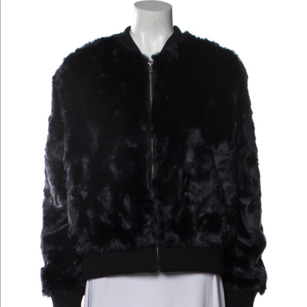 Cupcakes & Cashmere Navy Fur Bomber Jacket